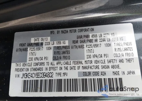 2014 Mazda Cx-5 Touring from USA, damaged, VIN JM3KE4CY6E0394802